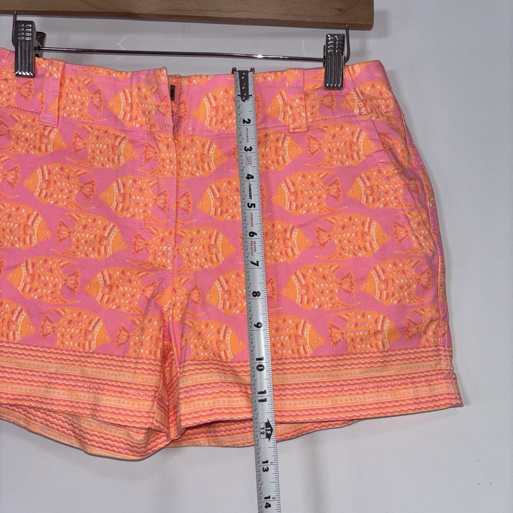 Vineyard Vines Pink Orange Fish Print Cotton Shorts Size 6 Summer Preppy - Picture 5 of 9